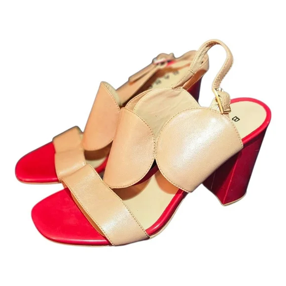 BARCA Heels Size Unknown Red and Beige - Picture 3 of 15